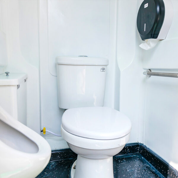 Interior view of Eco Mobile Oasis mobile restroom
