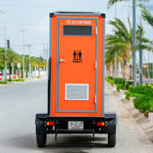 Front view of Flare Mobile Oasis A-1P portable restroom unit