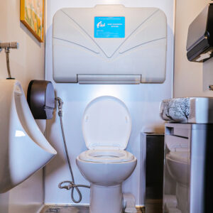 Interior layout of Flare Mobile Oasis portable restroom
