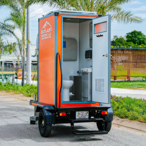 Side profile of Flare A-1P portable restroom structure