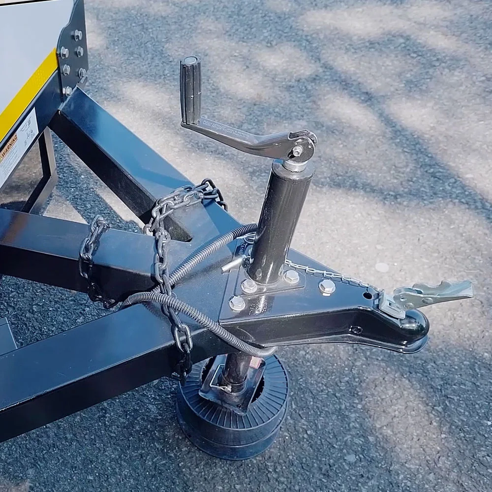 DOT compliant restroom trailer with safety chains and breakaway system