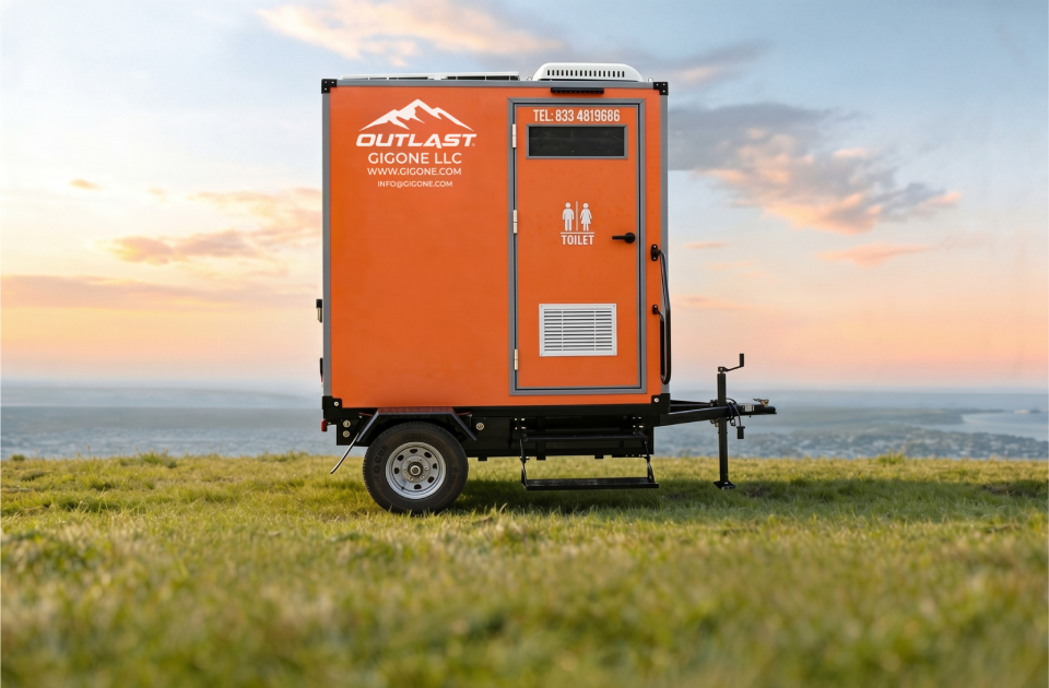 GIGONE portable restroom trailer ROI analysis 2026 showing fleet profitability metrics and premium AA-1P and C-1P models for U.S. operators.
